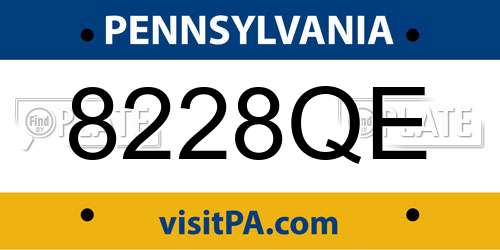 8228QE Pennsylvania License Plate
