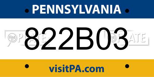 822B03 Pennsylvania License Plate
