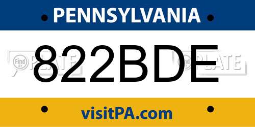 822BDE Pennsylvania License Plate