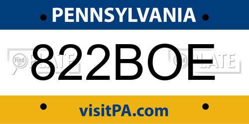 822BOE Pennsylvania License Plate