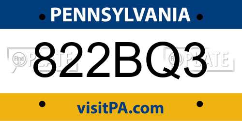 822BQ3 Pennsylvania License Plate