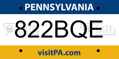 822BQE Pennsylvania License Plate