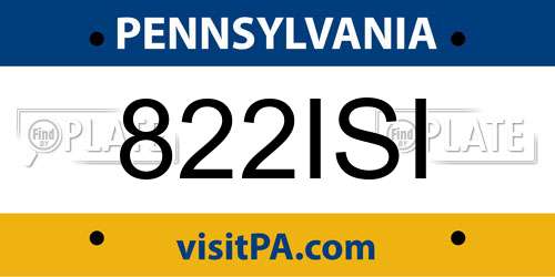 822ISI Pennsylvania License Plate