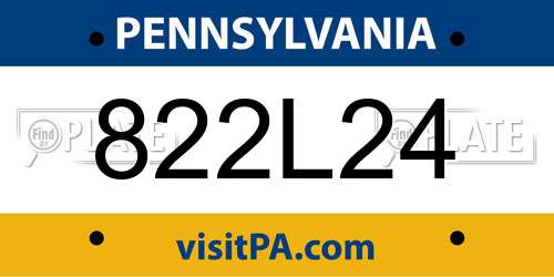 822L24 Pennsylvania License Plate