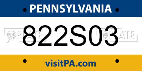 822S03 Pennsylvania License Plate