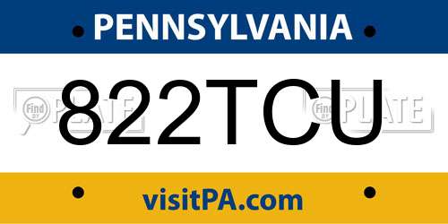 822TCU Pennsylvania License Plate