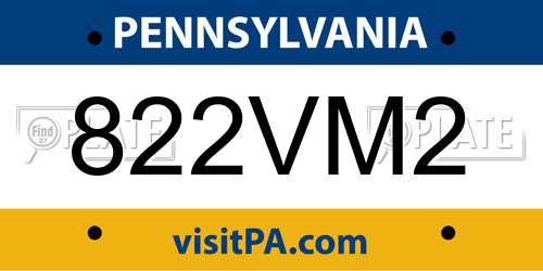 822VM2 Pennsylvania License Plate