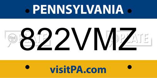 822VMZ Pennsylvania License Plate
