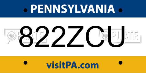 822ZCU Pennsylvania License Plate