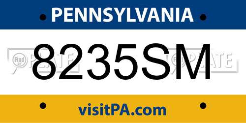 8235SM Pennsylvania License Plate