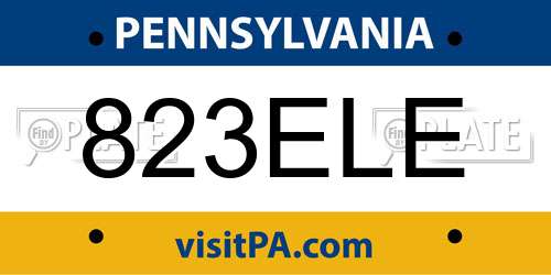 823ELE Pennsylvania License Plate