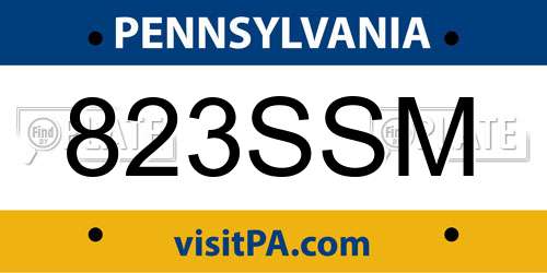 823SSM Pennsylvania License Plate