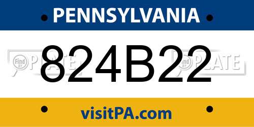 824B22 Pennsylvania License Plate