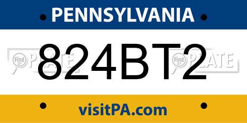 824BT2 Pennsylvania License Plate