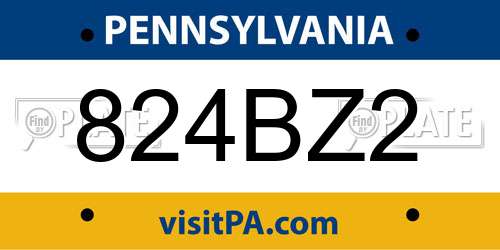 824BZ2 Pennsylvania License Plate