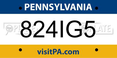 824IG5 Pennsylvania License Plate