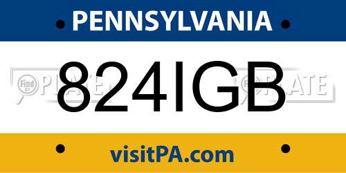824IGB Pennsylvania License Plate