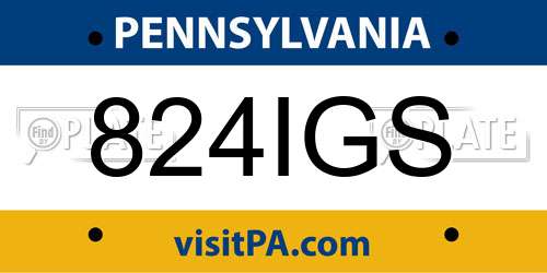 824IGS Pennsylvania License Plate