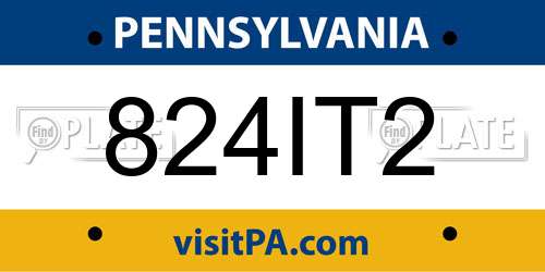 824IT2 Pennsylvania License Plate