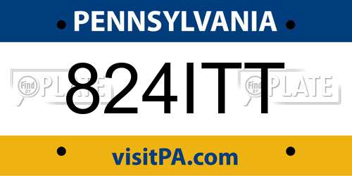 824ITT Pennsylvania License Plate
