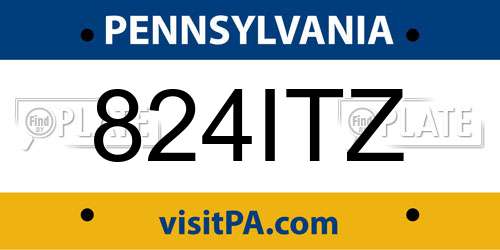 824ITZ Pennsylvania License Plate