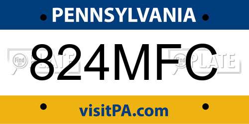 824MFC Pennsylvania License Plate