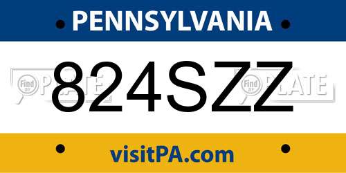 824SZZ Pennsylvania License Plate