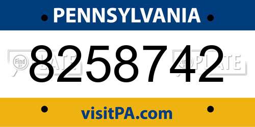 8258742 Pennsylvania License Plate