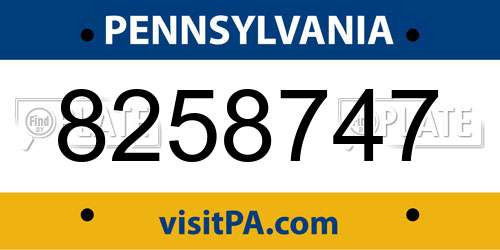 8258747 Pennsylvania License Plate