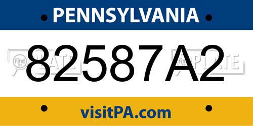 82587A2 Pennsylvania License Plate