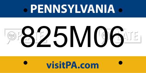 825M06 Pennsylvania License Plate