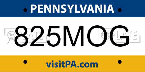 825MOG Pennsylvania License Plate