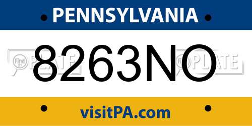 8263NO Pennsylvania License Plate
