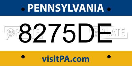 8275DE Pennsylvania License Plate