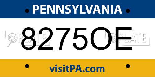 8275OE Pennsylvania License Plate