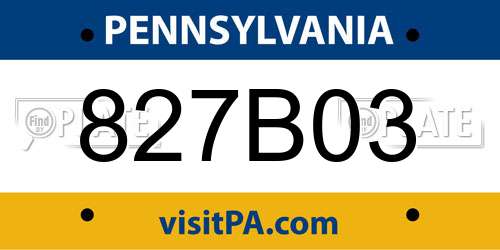 827B03 Pennsylvania License Plate