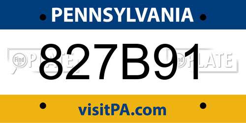 827B91 Pennsylvania License Plate