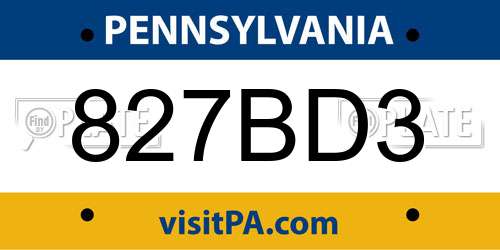 827BD3 Pennsylvania License Plate