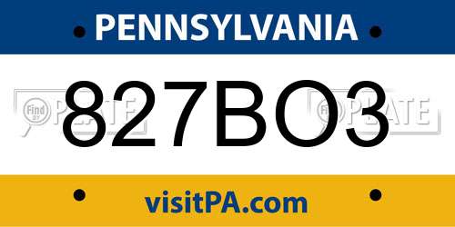 827BO3 Pennsylvania License Plate