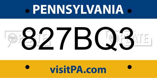827BQ3 Pennsylvania License Plate