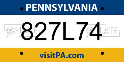 827L74 Pennsylvania License Plate