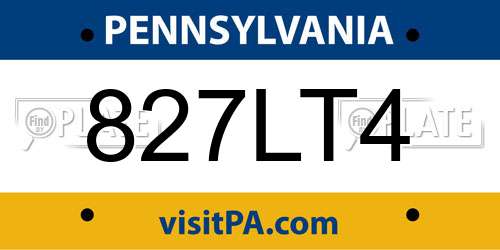 827LT4 Pennsylvania License Plate