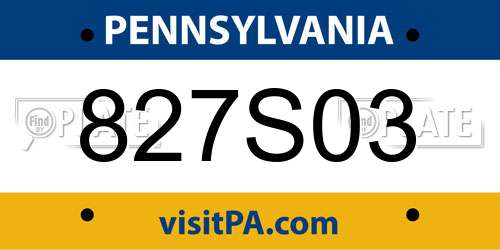 827S03 Pennsylvania License Plate