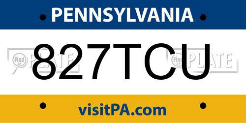 827TCU Pennsylvania License Plate
