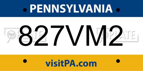 827VM2 Pennsylvania License Plate
