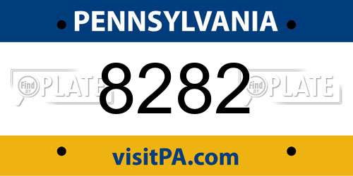 8282 Pennsylvania License Plate