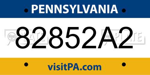 82852A2 Pennsylvania License Plate