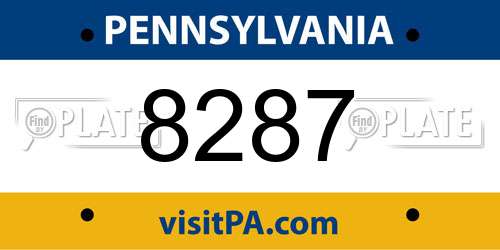 8287 Pennsylvania License Plate