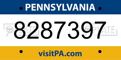 8287397 Pennsylvania License Plate