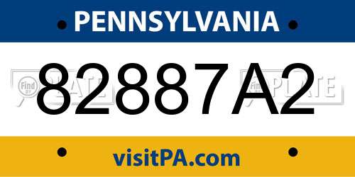 82887A2 Pennsylvania License Plate